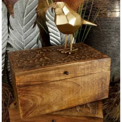 Kirkland's Home Mango Wood Carved Boxes, Set Of 3- Baskets & Boxes