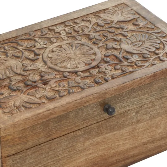 Kirkland's Home Mango Wood Carved Boxes, Set Of 3- Baskets & Boxes