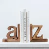 Kirkland's Home Mango Wood 2-Pc. A And Z Bookends- Decorative Accents