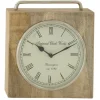 Kirkland's Home Mango Wood Square Handled Tabletop Clock- Decorative Accents