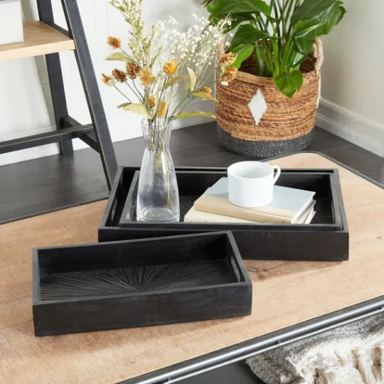 Kirkland's Home Mango Wood Trays, Set Of 3- Decorative Trays