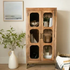 Kirkland's Home Manu Natural Mango Wood Cabinet- Cabinets & Sideboards