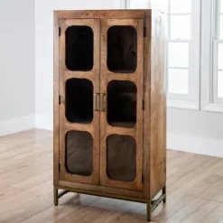 Kirkland's Home Manu Natural Mango Wood Cabinet- Cabinets & Sideboards