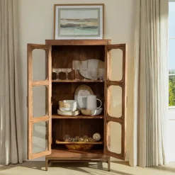 Kirkland's Home Manu Natural Mango Wood Cabinet- Cabinets & Sideboards