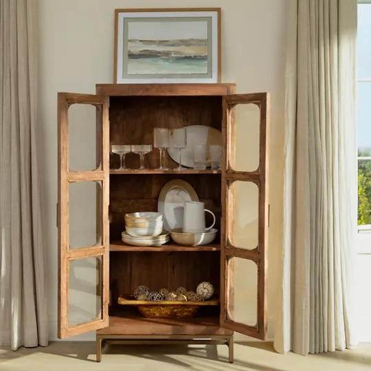 Kirkland's Home Manu Natural Mango Wood Cabinet- Cabinets & Sideboards