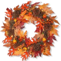 Kirkland's Home Maple Berry Pinecone Pre-Lit Harvest Wreath- Wreaths