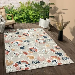 Kirkland's Home Mara Floral Blossom Indoor/Outdoor Area Rug, 5X7- Outdoor Rugs