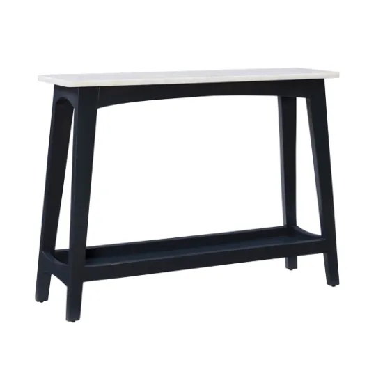 Kirkland's Home Marble And Black Wood Console Table- Console Tables