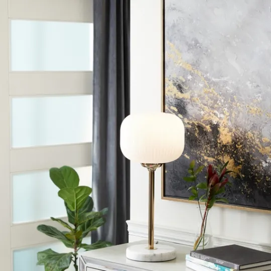 Kirkland's Home Marble And Gold Metal Globe Table Lamp- Table Lamps