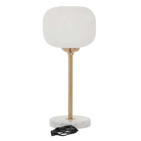 Kirkland's Home Marble And Gold Metal Globe Table Lamp- Table Lamps