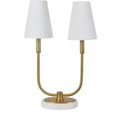 Kirkland's Home Marble And Gold Twin Shade Table Lamp- Table Lamps