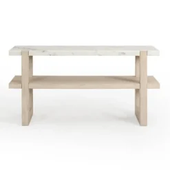 Kirkland's Home Marble And Ivory Wood Console Table- Console Tables