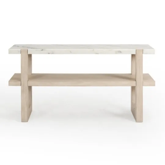 Kirkland's Home Marble And Ivory Wood Console Table- Console Tables