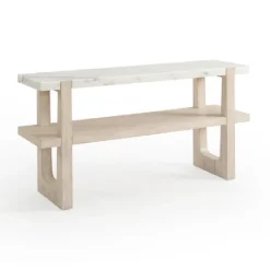Kirkland's Home Marble And Ivory Wood Console Table- Console Tables