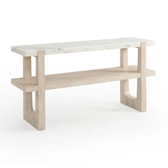 Kirkland's Home Marble And Ivory Wood Console Table- Console Tables