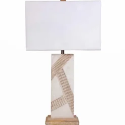 Kirkland's Home Marble Carved Lines Table Lamp- Table Lamps