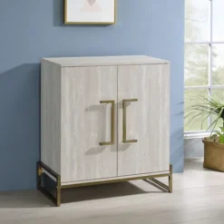 Kirkland's Home Marble Finish Gold Handle Storage Cabinet- Cabinets & Sideboards