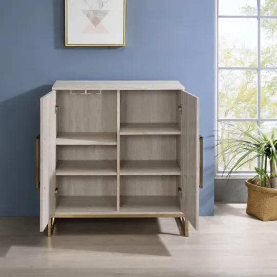 Kirkland's Home Marble Finish Gold Handle Storage Cabinet- Cabinets & Sideboards