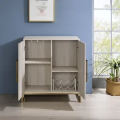 Kirkland's Home Marble Finish Gold Handle Storage Cabinet- Cabinets & Sideboards