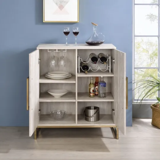 Kirkland's Home Marble Finish Gold Handle Storage Cabinet- Cabinets & Sideboards