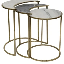Kirkland's Home Marble Moon Nesting Accent Tables, Set Of 3- Accent & End Tables