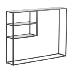 Kirkland's Home Marble Top Black Metal Console Table- Console Tables