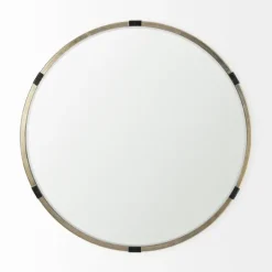 Kirkland's Home Maria Brushed Gold Round Wall Mirror- Decorative Mirrors