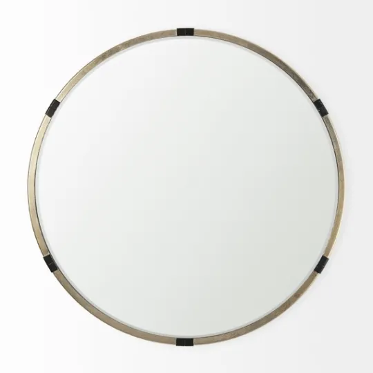 Kirkland's Home Maria Brushed Gold Round Wall Mirror- Decorative Mirrors