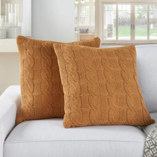 Kirkland's Home Marigold Cable Knit Throw Pillows, Set Of 2- Pillows