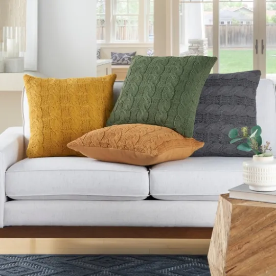 Kirkland's Home Marigold Cable Knit Throw Pillows, Set Of 2- Pillows