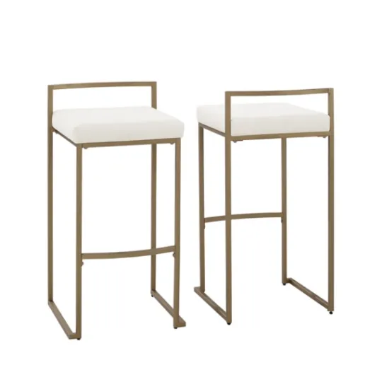 Kirkland's Home Marley Cream And Gold Bar Stools, Set Of 2- Bar Stools & Counter Height Stools