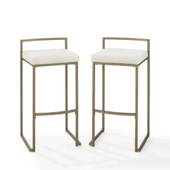 Kirkland's Home Marley Cream And Gold Bar Stools, Set Of 2- Bar Stools & Counter Height Stools