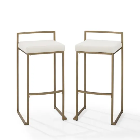 Kirkland's Home Marley Cream And Gold Bar Stools, Set Of 2- Bar Stools & Counter Height Stools