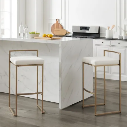 Kirkland's Home Marley Cream And Gold Bar Stools, Set Of 2- Bar Stools & Counter Height Stools