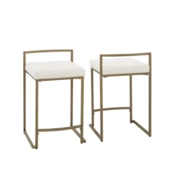 Kirkland's Home Marley Cream And Gold Counter Stools, Set Of 2- Bar Stools & Counter Height Stools