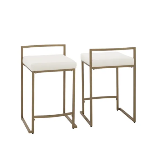 Kirkland's Home Marley Cream And Gold Counter Stools, Set Of 2- Bar Stools & Counter Height Stools