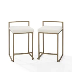 Kirkland's Home Marley Cream And Gold Counter Stools, Set Of 2- Bar Stools & Counter Height Stools