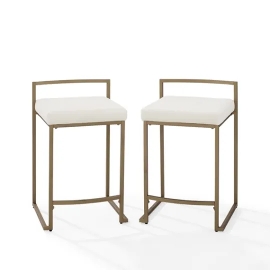 Kirkland's Home Marley Cream And Gold Counter Stools, Set Of 2- Bar Stools & Counter Height Stools
