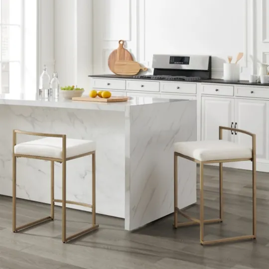 Kirkland's Home Marley Cream And Gold Counter Stools, Set Of 2- Bar Stools & Counter Height Stools