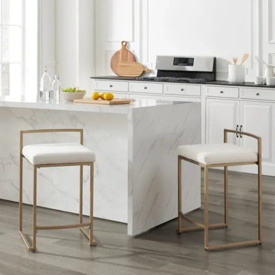 Kirkland's Home Marley Cream And Gold Counter Stools, Set Of 2- Bar Stools & Counter Height Stools