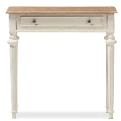 Kirkland's Home Marquetterie Whitewashed Oak Top Console Table- Console Tables