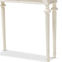 Kirkland's Home Marquetterie Whitewashed Oak Top Console Table- Console Tables