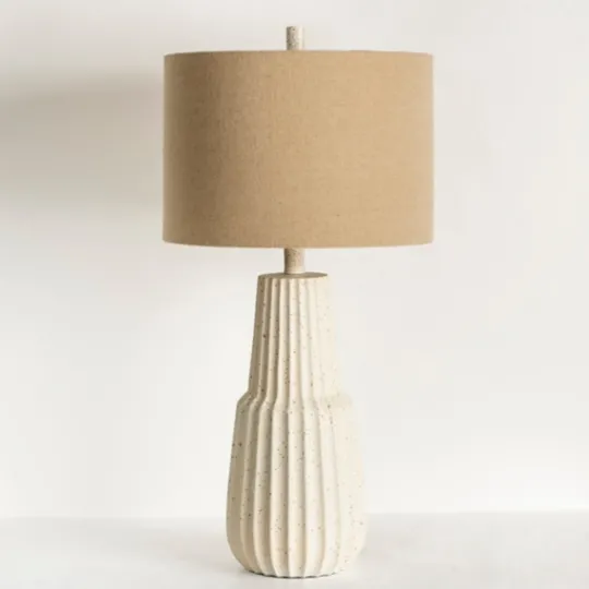 Kirkland's Home Marsha Cream Speckled Table Lamp- Table Lamps