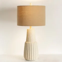 Kirkland's Home Marsha Cream Speckled Table Lamp- Table Lamps