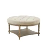 Kirkland's Home Martha Stewart Round Cream Ottoman With Shelf- Benches & Ottomans
