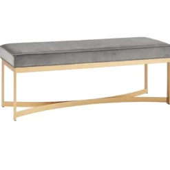 Kirkland's Home Martha Stewart Upholstered Gold Metal Base Bench- Entryway Furniture