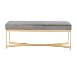 Kirkland's Home Martha Stewart Upholstered Gold Metal Base Bench- Entryway Furniture