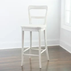 Kirkland's Home Martin Lime Wash Open Back Wood Bar Stool- Bar Stools & Counter Height Stools