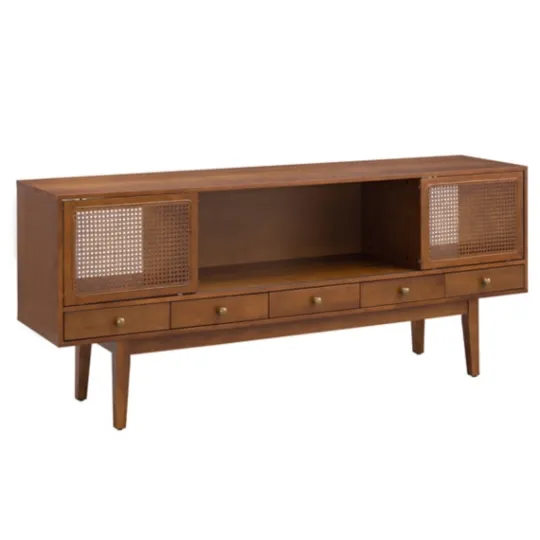 Kirkland's Home Martina Midcentury Woven Cane Media Cabinet- Tv Stands & Media Consoles