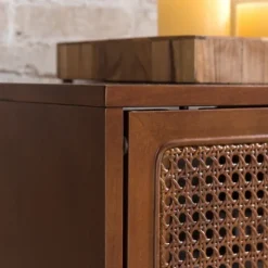 Kirkland's Home Martina Midcentury Woven Cane Media Cabinet- Tv Stands & Media Consoles